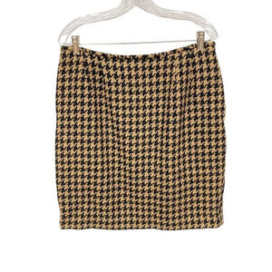Kasper‎ & Company Houndstooth Lined Wool Pencil Skirt, Camel & Black, 12 Petite